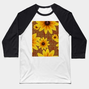 Blackeyed Susan on Burlap Gold over Red Repeat 5748 Baseball T-Shirt